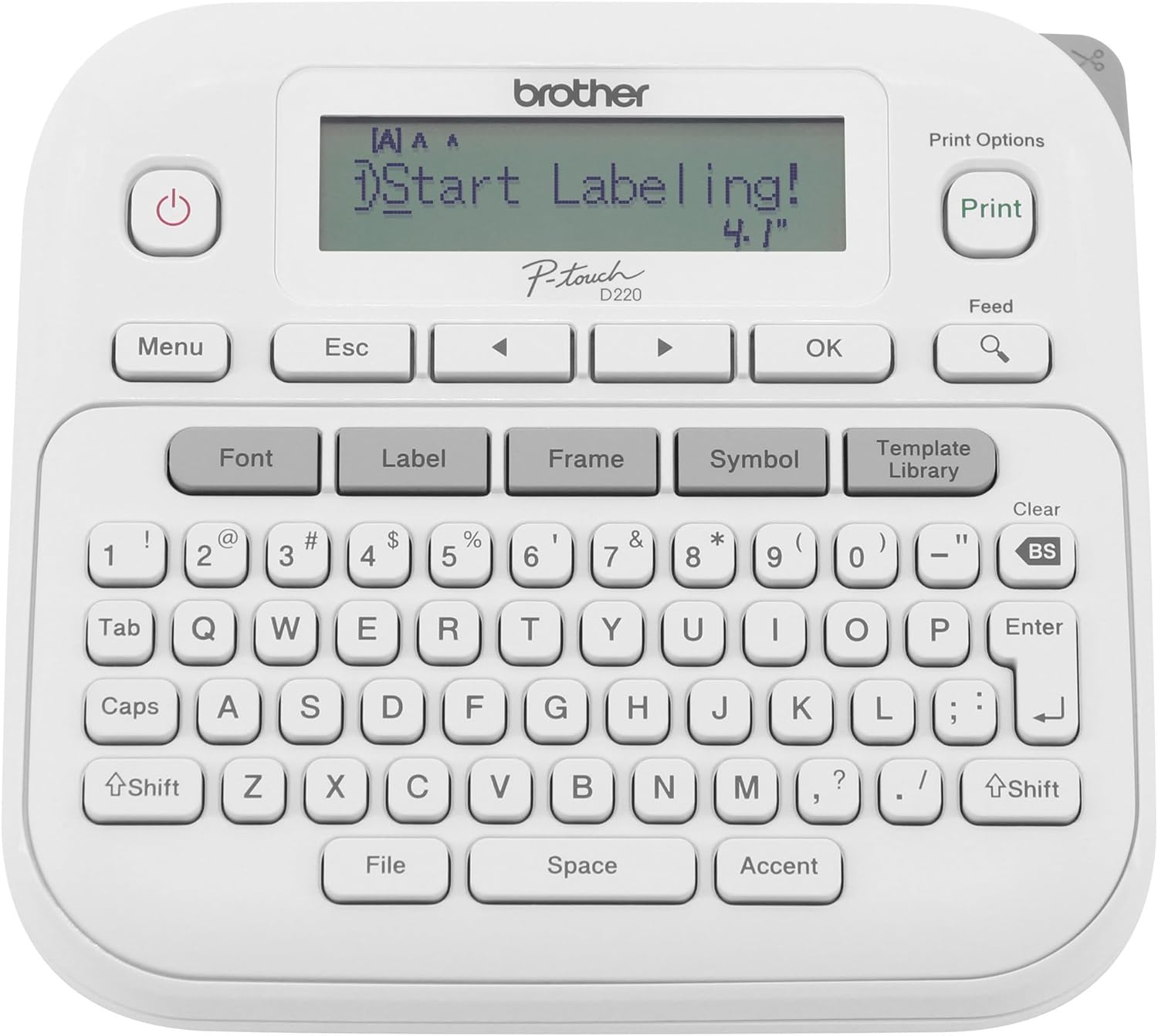 Brother P-Touch Label Maker, PTD220, Thermal, Inkless Printer for Home & Office Organization, Portable & Lightweight, QWERTY Keyboard, One-Touch Keys & 25 Pre-Set Label Templates Label Memory